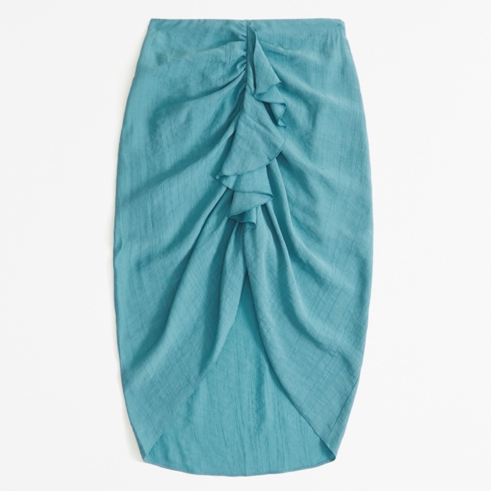 A&F ruched flowy teal midi skirt size medium